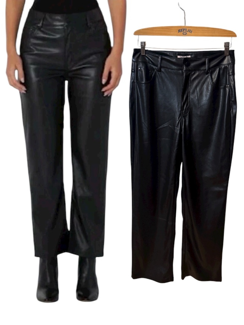 Badgley Mischka Black Stretch Vegan Faux Leather Pants Size 8